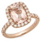 14K Gold 2.00ct Morganite & 0.75ct Diamond Ring