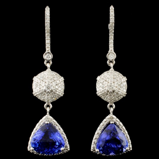 14K Gold 7.42ctw Tanzanite & 1.05ctw Diamond Earri