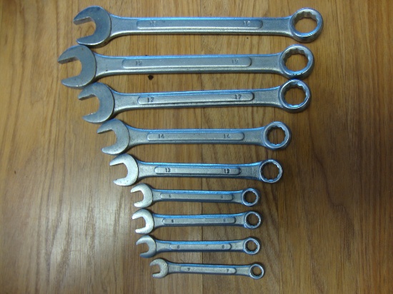 9 metric combination wrenches 7,8,9,9,13,14,17,19,19 mm