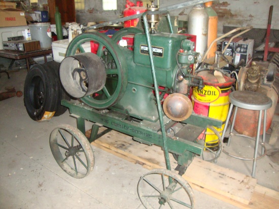 McCormick Deering 3 hp gas engine on homemade cart; no tag