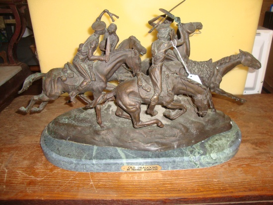 Remington Bronze statue "Old Dragoons" 14" tall - 24" long
