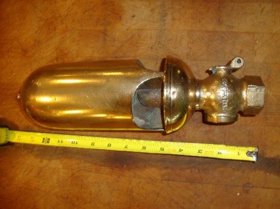 Lukenheimer steam whistle, incomplete 3 1/2"dia-13" long