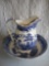 Blue & White pitcher & bowl set