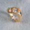 Ladiy's 14k Yellow Gold Diamond Ring with a 0.59ct Center Diamond and Two 0.12ct Diamonds
