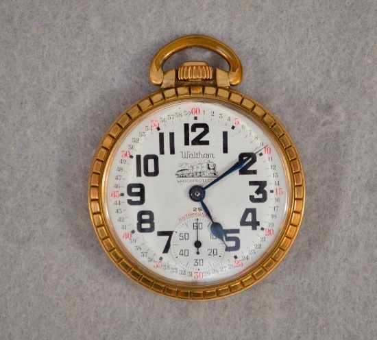 Swiss Waltham 431 Shockprotected Antimagnetic 25-jewel Railroad Pocket Watch
