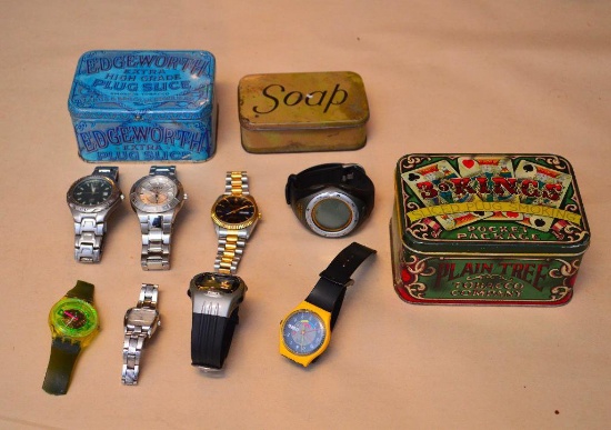 Assortment Of Wristwatches & (3) Tins