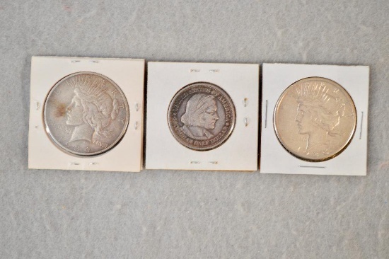1925 Liberty Dollar, 1934-d Liberty Dollar & 1892 Columbus Half Dollar