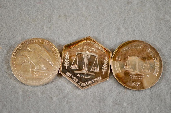 (3) Silver 1 Troy Oz Coins