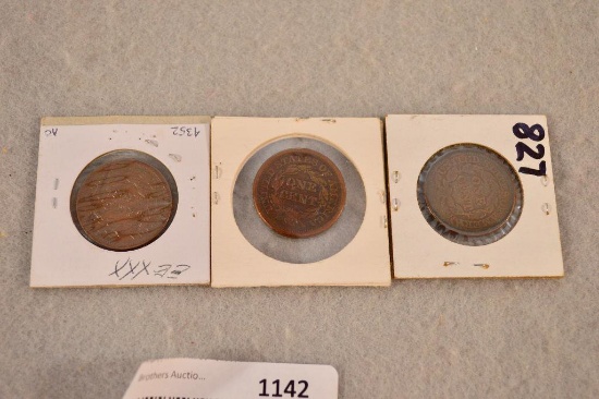 (2)1849 Braided Hair Large Cent, & 1853 Coronet Large Cent