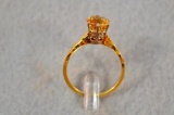 14k Gold Filigree Ring W/ Solitair Citrine