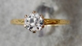 14k Gold Ladies Solitaire Ring W/ 1ct White Sapphire