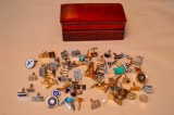 Assortment Of Cufflinks & Wooden Box