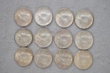 (12) 1964 Kennedy Half Dollars