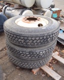 (3)11r24.5 Tires W/ Stud Pilot Wheels