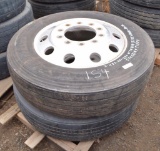 (2)285/75r24.5 Tires W/ Aluminum Hub Pilot Wheels