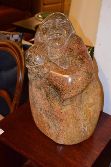 17" Stone Sculpture Of Mother Signed Hinkley 97', Likely Northwest Coastal