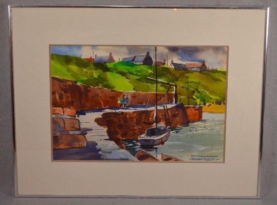 Vernon Nye (american 1915-2013) "pittenweem Scottland" Framed Water Color