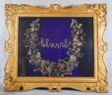 Victorian Mourning Wreath Framed In Shadow Box 