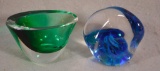 (2) Signed Glass Pieces