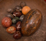 (11) Polished Marble & Stone Decorative Eggs & (2) Round Polished Stones