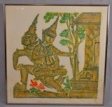 Temple Rubbing, Framed Under Glass, Thailand