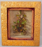 Human Hair & Floral Decoration In Shadow Box