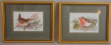 (2) Framed Woven Bird Pictures 4-1/4