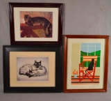 (3) Framed Prints Of Cats