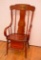 19th Century Walnut Commode Chair W/ Chamber Pot & Hand Painted Back