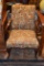 Tri Color Upholstered Armchair W/ Cabriole Legs
