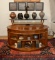 Drexel Kidney Shaped Desk W/ Built In Cabinetry Burl Inlayed Drawers & Writing Top