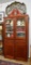 American Red Fir Kitchen Cabinet W/ Glass Front, Plate Rails & Brass Pulls