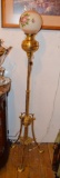 Brass Piano Lamp W/ Hand Painted Globe