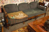 Mid Century Drexel Heritage Sofa W/ Wooden Back & Arms