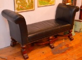 Leather Bench W/ Rolled Arms