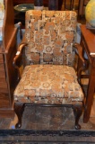 Tri Color Upholstered Armchair W/ Cabriole Legs