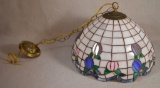 Tiffany Style Floral Motif Stained Glass Ceiling Light