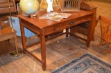 Arts & Crafts Style Single Drawer Oak Library Table