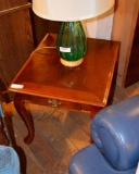 Single Drawer End Table W/ Brass Pull & Cabriole Legs