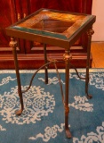 End Table W/ Inlaid Beveled Glass Top