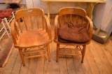 (2)oak Barrel Chairs Stamped Usva