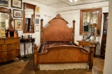 Ralph Lauren Ornately Carved & Tooled Leather Queen Size Bed Frame