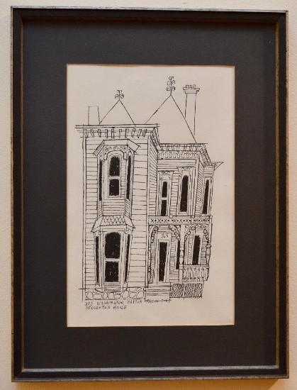 Ruth Fluno (American 1923-1974), "Broughton House", Signed 7-69 Framed Under Glass