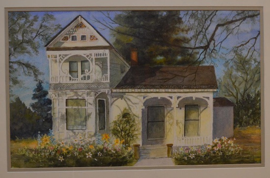 Vivian Eslick, "The Boldman House" Framed Watercolor Signed