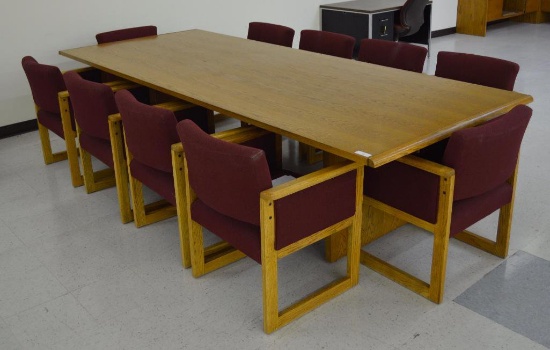 Conference Table 4' X 10' W/ (10) Upholstered Armchairs