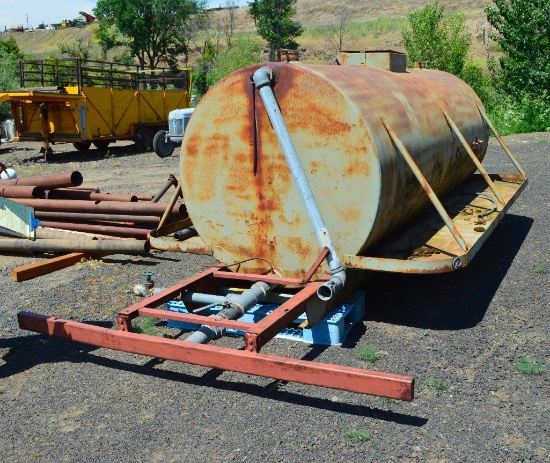 1500 gallon (12'x57" Diameter) Skid Mounted Job Site Water Tank