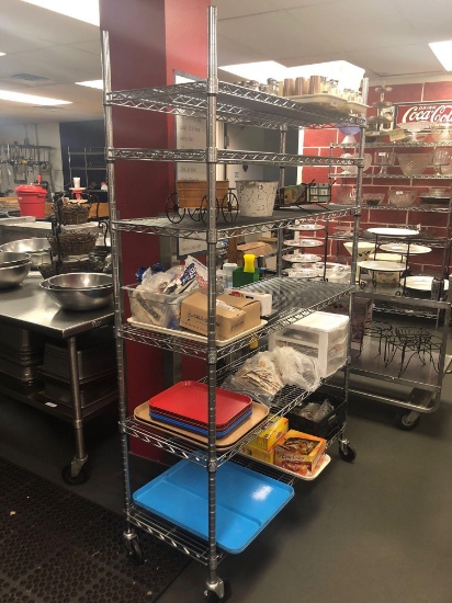 Chrome Wire Shelving Unit w/ Casters