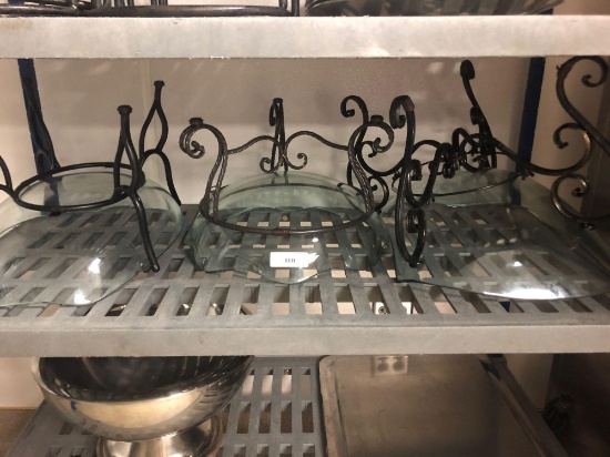 (3) Glass Catering Bowls w/ Stands