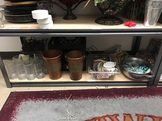 Assortment of decorative polished rocks and Baskets