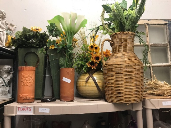 Shelf of plant decorations